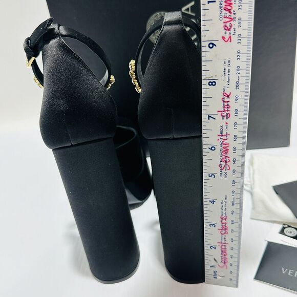 Versace Aevitas Platform Pumps EU 37.5/ US 7.5 Black Satin Crystal NIB $1,575 - Picture 12 of 16
